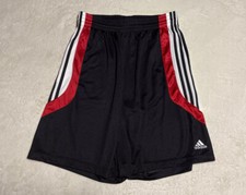 Adidas Boys Gym Shorts Large Black Athletic Mesh Basketball Three Stripe Logo 30