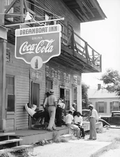 1940 BLACK MEN Sitting in Front of the DREAMBOAT INN, Vintage Photo Reprint