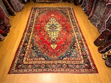 6.8 x 11.4 Handmade Simi Antique  Isfahaan Room Size Rug . Natural Dye Soft Wool