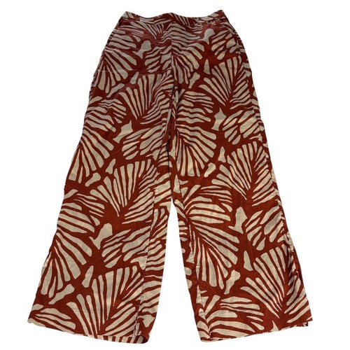 Banana Republic Hayden braun creme tropisch Blumen Pull-On weites Bein Hose Small