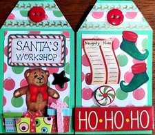 Premade Scrapbook Page/Embellished Tag Set: Santa's Workshop
