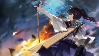 Anime kantai collection archer girls ponytail bow and Playmat Gaming Mat