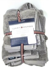 NEW 6 PC SET TOMMY HILFIGER DARK GRAY CLASSIC COTTON BATH,HAND TOWEL,WASH CLOTH