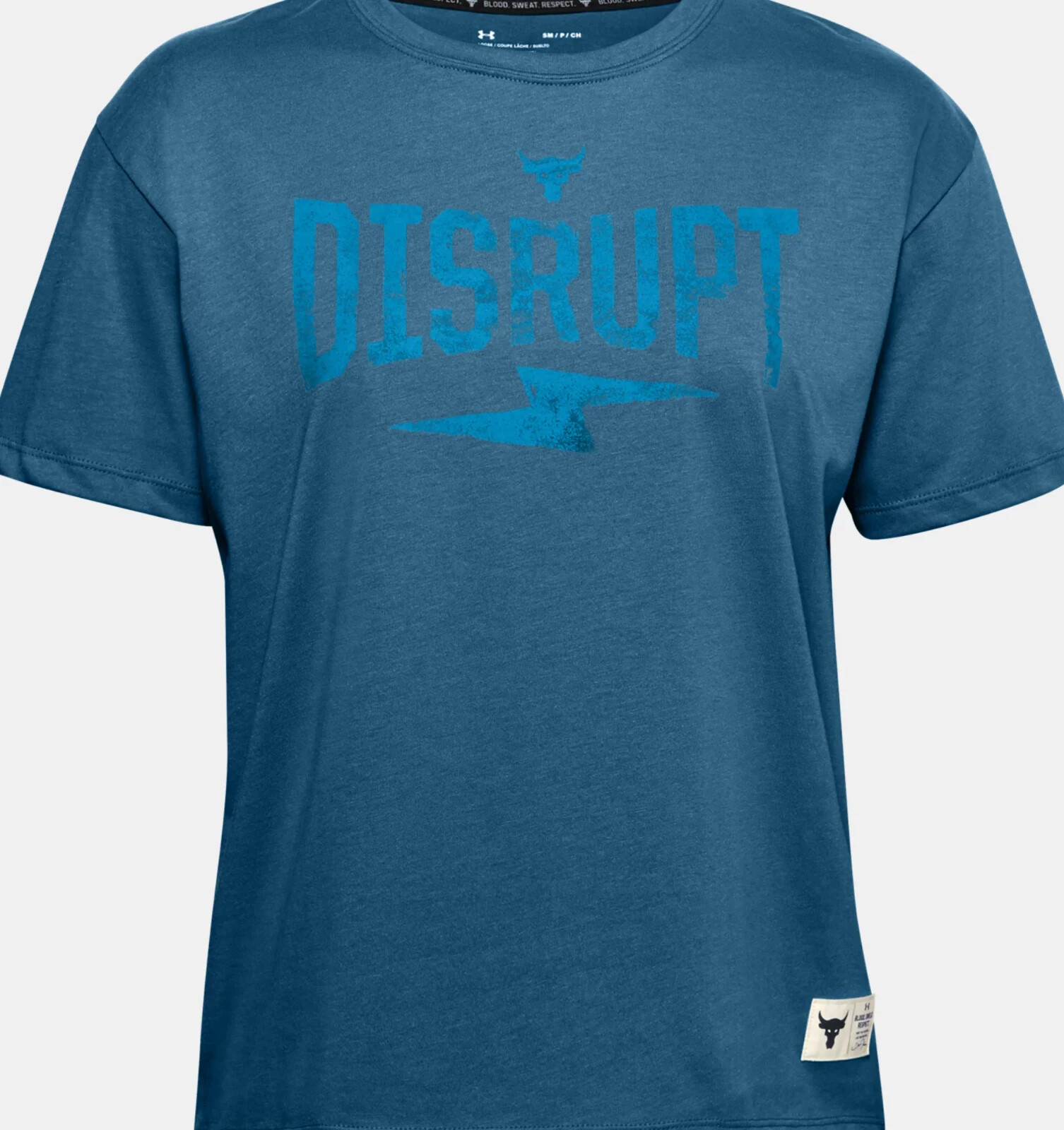 Under Armour UA Project Rock Disrupt Women's T shirt S Short Sleeve Blue NWT