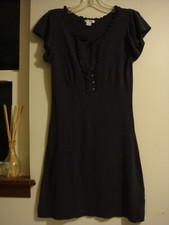 Dark Grey Xhilaration S Ruffled Short Cap Flutter Sleeves Sweater Tunic Dress