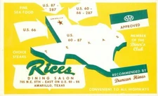 Artist impression 1950s Route 66 Map Texas Postcard 20-11897