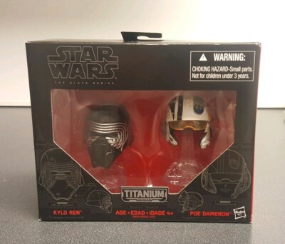 STAR WARS BLACK Titanium Series Mini-Helmets Kylo Ren Poe Dameron Force Awakens