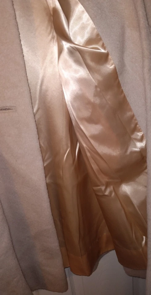 Abrigo de lana para mujer Forstmann años 40 cuello de piel beige grande Foto 4 de 4