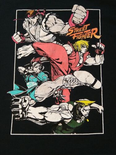 Camiseta de Colección Street Fighter Marca Capcom Para Hombre Talla XL Negra Tiro de Grupo - Imagen 2 de 8