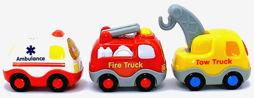 3 V-Tech Go Go Smart Wheels Sound Music Ambulance Tow Fire Truck WORKING SEE VID