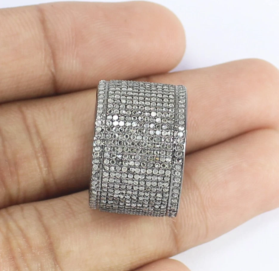 Gorgeous Pave Diamond Eternity Band Ring 925 Silver Diamond Ring For Womens - Image 3 of 4