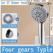 High Pressure Shower Head 4 Settings Handheld Shower Heads Spray With 5 FT Hose