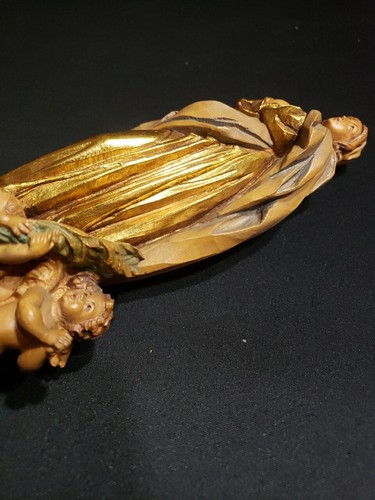 Madonna And Cherubs Wood Sculpture ANRI Italy Figurine 13” Tall - 第 19/21 張圖片