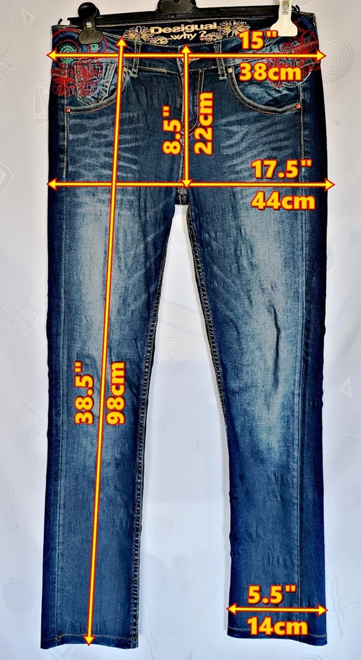 PANTALONES VAQUEROS AUTÉNTICOS LOGO DESIGUAL BORDADO AZUL DENIM MUJER TALLA: US31/EU31 Foto 2 de 4