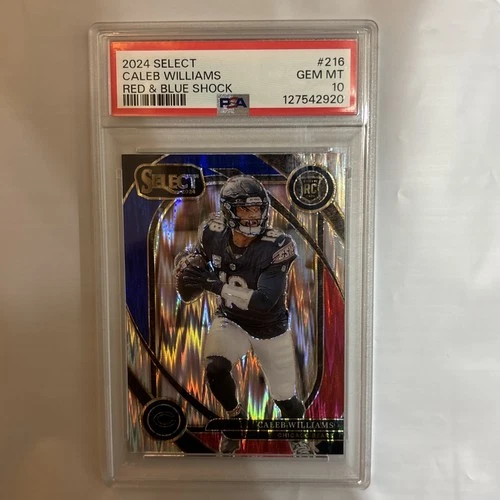 Caleb Williams 2024 Select Club Level Red & Blue Shock Prizm #216 RC PSA 10