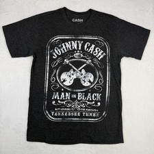 Johnny Cash Man in Black T-Shirt Size Medium Black Short Sleeve Guitars Graphic