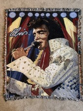 VTG Elvis Presley Singing Woven Tapestry Hanging Blanket Presley Entertainment
