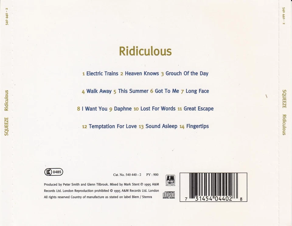 Squeeze ‎– Ridiculous (CD) - Bild 2 von 2