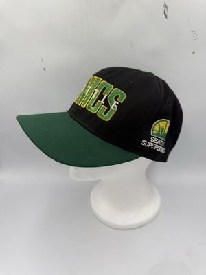 Vintage Seattle Supersonics 90 s Snapback Cap NBA  Made In USA Black/Green