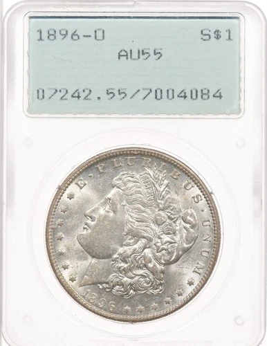 1896-O $1 PCGS AU55 Morgan Silver Dollar Rattler OGH