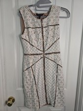 Bcbg Maxazria White Lace Sheath Dress, Sleeveless, Size 4