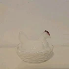 Vintage Milk Glass Vintage Mini Hen On Nest Chicken Salt Cellar White