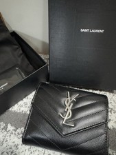 Saint Laurent YSL Quilted Trifold Wallet Compact
