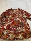 Catherines Women Paisley 3/4 Sleeve Straps Pleated Blouse Multicolor Size 3X
