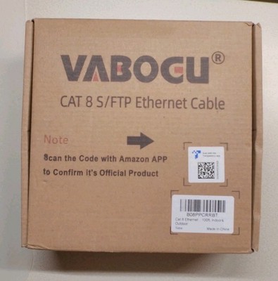 Vabogu 100FT Cat 8 Ethernet Cable Heavy Duty High Speed Cable Outdoor & Indoor