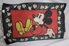 VTG Mickey Mouse Pillowcase Standard Disney Bedding Double Sided Red Black Retro
