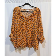 Studio B' by bobeau, floral print top. Size 1X. 100% Rayon. Fall Colors