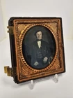 1840’s 1/6 Daguerreotype of Well Dressed Handsome Man In Half Union Thermo Case