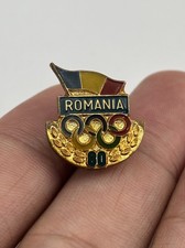 1980 Moscow Olympics Romania NOC Lapel Pin Enameled National Olympic Committee