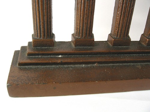 1930's Classical Greek Temple Cast Iron Copper Clad Bookends JUDD Co. 9767 - Afbeelding 3 van 19