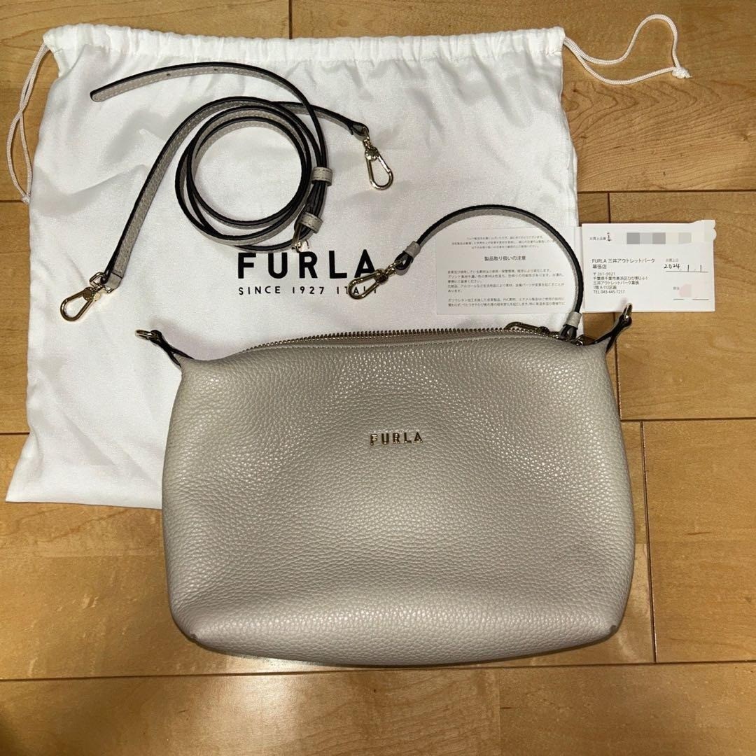 FURLA Gray Leather Shoulder Bag with Straps US TAX Includ