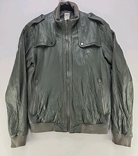 Rare 2009 Adidas Vespa Leather Jacket Men's Size Large Green Damaged 