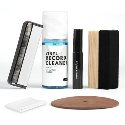 #ad 6 in 1 Vinyl Record Cleaning Kit w Microfiber Cloth Label Protector Stylus Brush $19.54