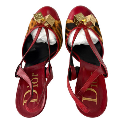 Vintage Dior Galliano F/W 2004 Gambler Dice Leopard Print  Slingback Pumps 38