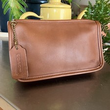 Vintage Coach British Tan Leather Chunky Travel Case Cosmetic Pouch 7165