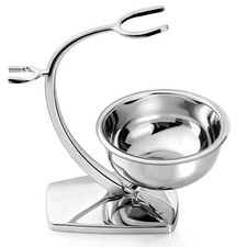 Shaving Bowl and Stand Set with Magnetic Base - 304 Steel Bowl silver-2