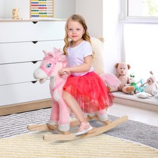 Kids Ride on Rocking Horse Toddler Plush Toy with Realistic Sounds