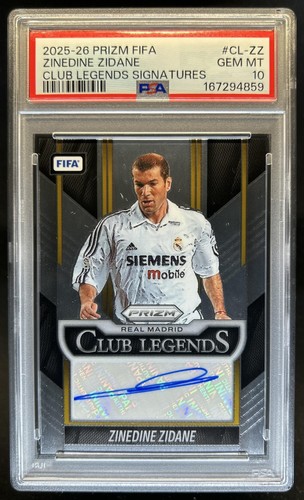 2025-26 Prizm FIFA Zinedine Zidane Club Legends Signatures Auto #CL-ZZ PSA 10