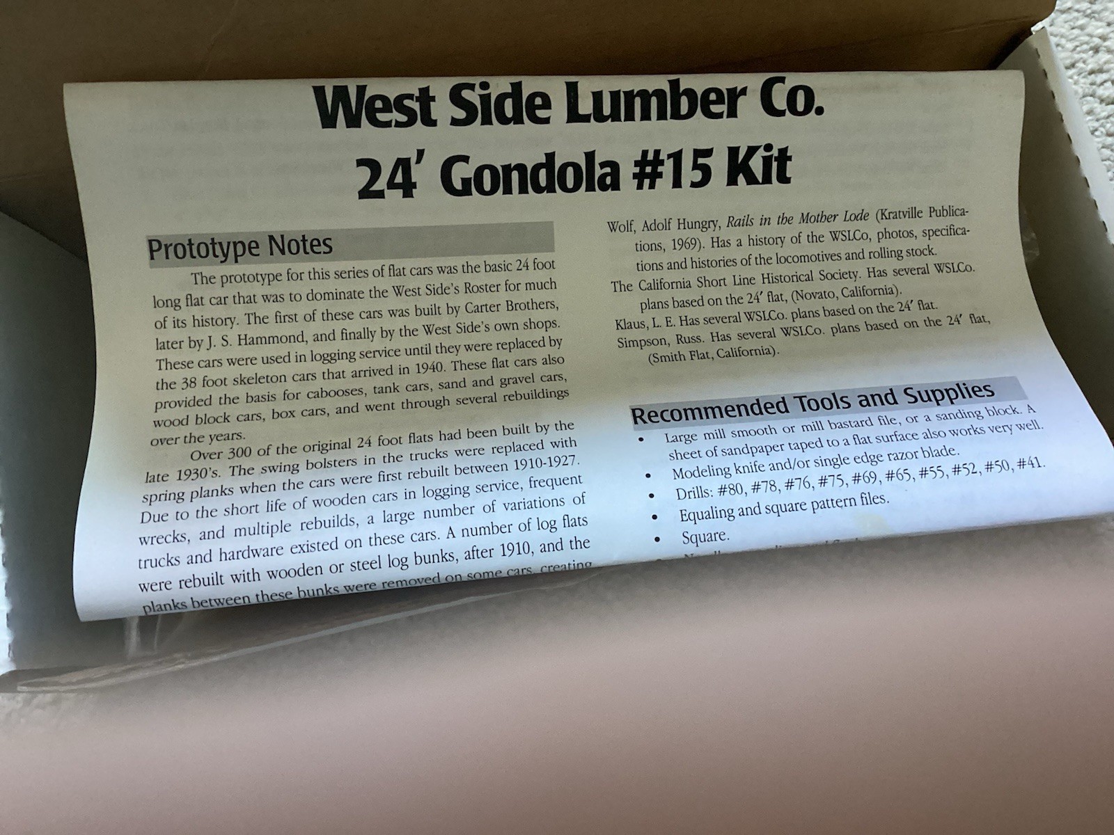 Foothills Model Works On3 On30 Kit FMW-2208 West Side Lumber Car w/Trucks NIB