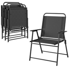 Pack de 4 Sillas de Camping Plegables con Respaldo Alto Asiento Ancho y Reposabr
