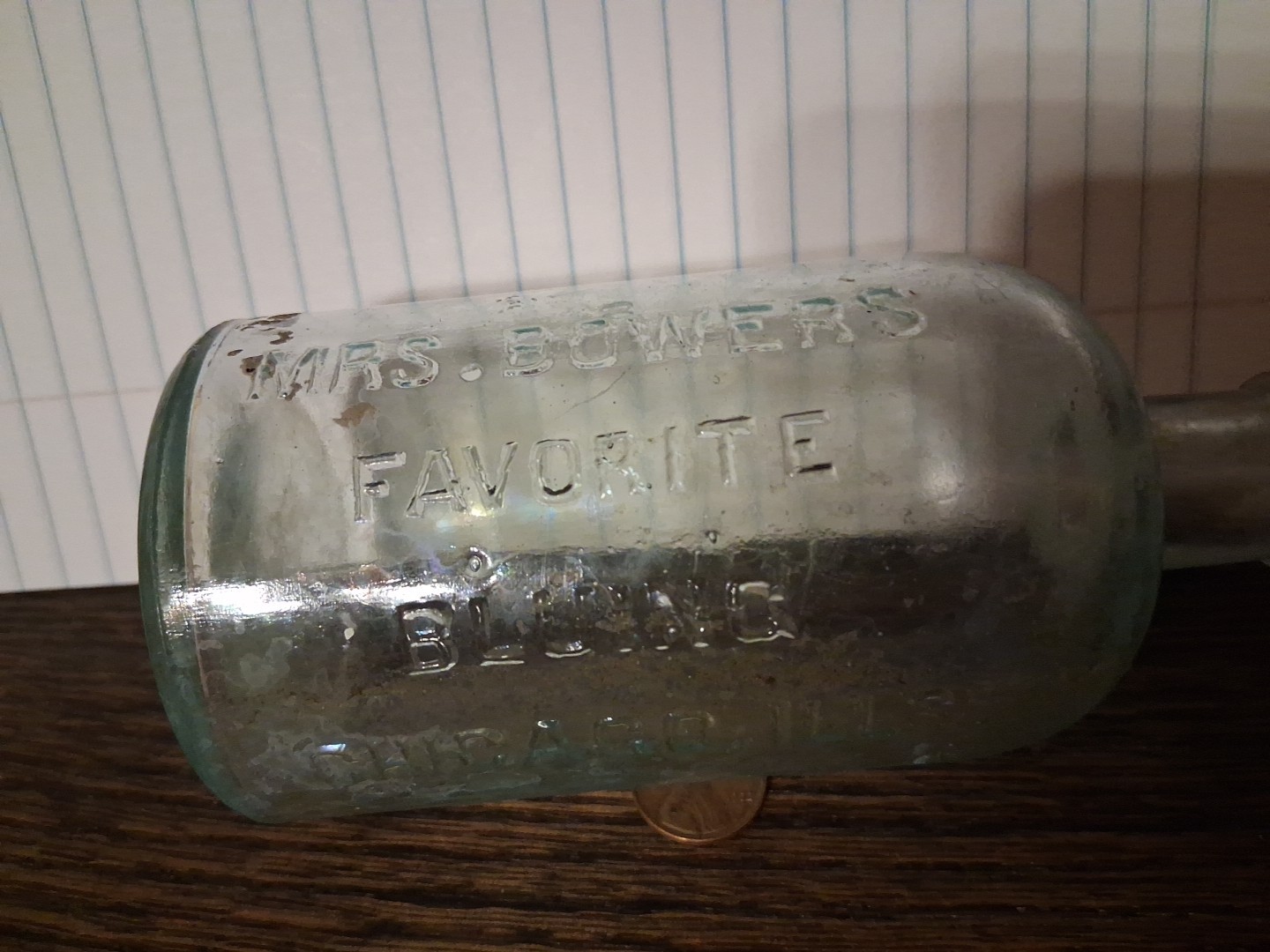 Antique Bottle 5 and 5/8 Inches Tall  Mrs  Bowers Chicago Il