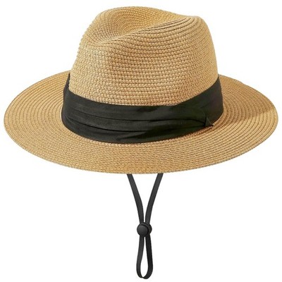Kids Straw-Sun-Hat Boys Panama-Beach-Hat Girls Wide-Brim Sun Protection Fedor...