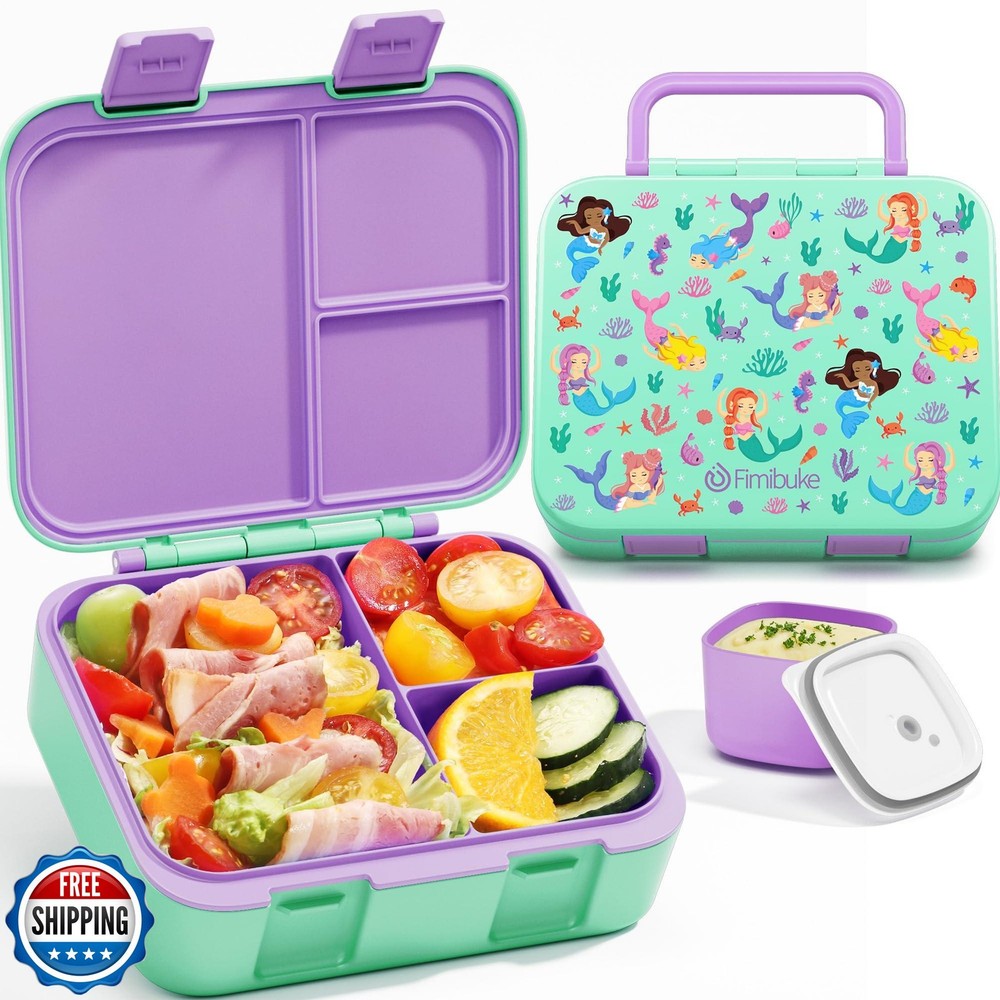 Leak-Proof Fimibuke 3-Compartment Bento Lunch Box for Kids Boys Girls