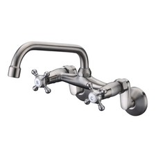 Kitchen Wall Faucet 2 Cross Handle Brushed Nickel Wall Mounted Faucet 3" to 9...