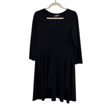 Sympli Black Long Sleeve Jersey Dress Minimalist Capsule Grunge Goth XL Size 14