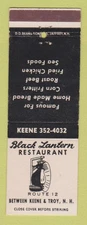 Matchbook Cover - Black Lantern Restaurant Keene Troy NH area